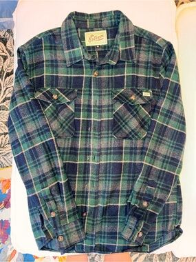 Self Esteem Navy and Teal Plaid Button Down Shirt